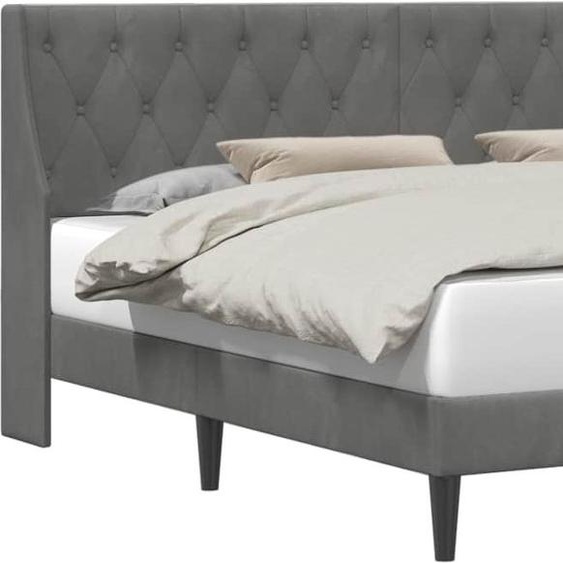 Cadre de lit avec tête de lit Gris foncé 200 x 200 cm Velours