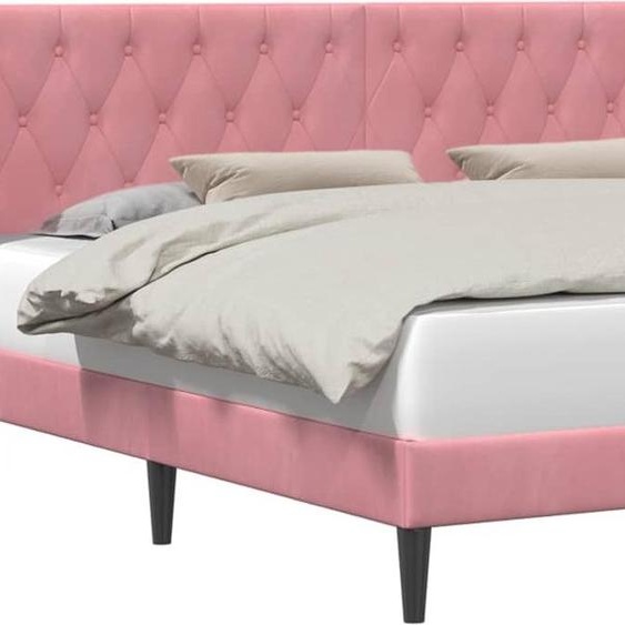 Cadre de lit avec tête de lit Rose 200 x 200 cm Velours