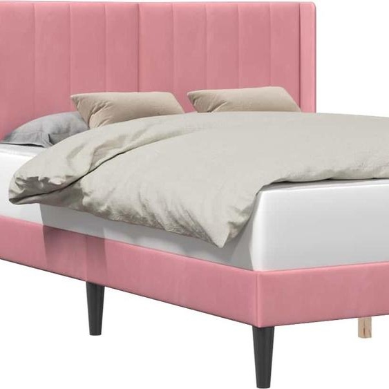 Cadre de lit avec tête de lit Rose 140 x 190 cm Velours