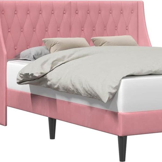 Cadre de lit avec tête de lit Rose 160 x 200 cm Velours