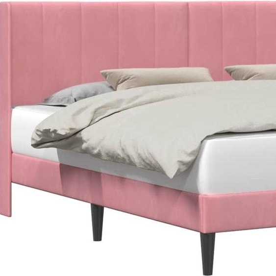 Cadre de lit avec tête de lit Rose 180 x 200 cm Velours