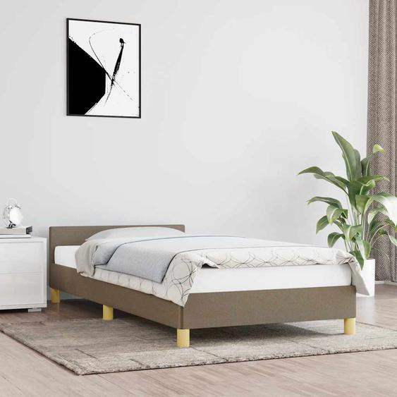 Cadre de lit avec tête de lit sans matelas taupe 90x190cm tissu