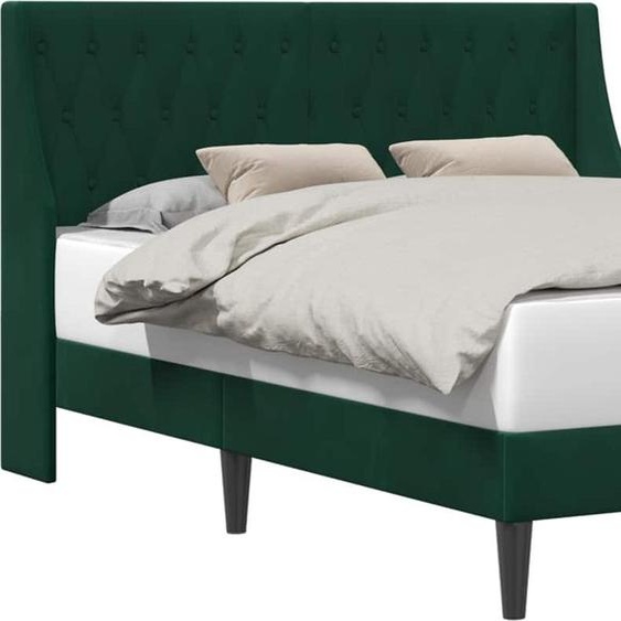 Cadre de lit avec tête de lit Vert foncé 120 x 190 cm Velours