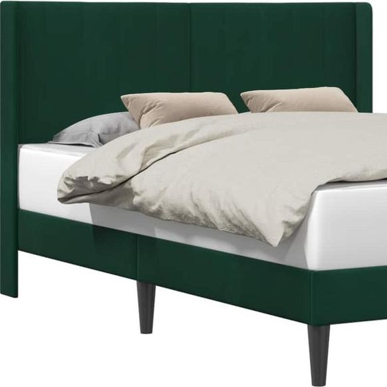 Cadre de lit avec tête de lit Vert foncé 160 x 200 cm Velours