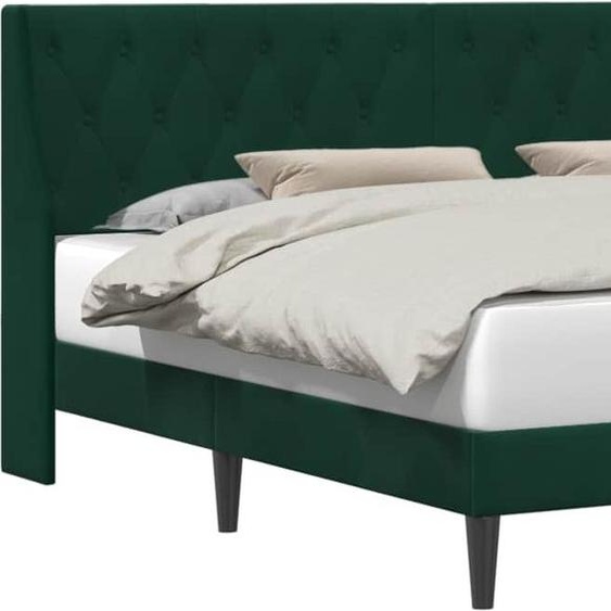 Cadre de lit avec tête de lit Vert foncé 200 x 200 cm Velours