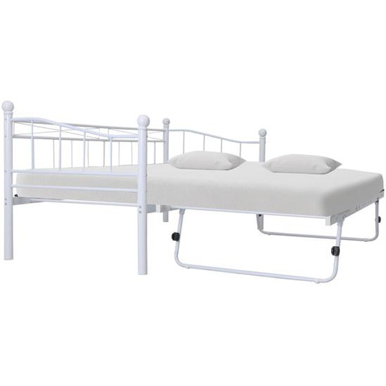 Cadre de lit blanc acier 180x200/90x200 cm