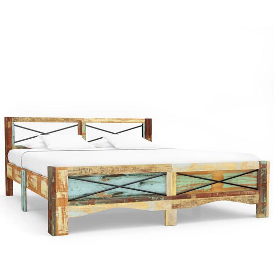 Cadre de lit bois de récupération massif 160x200 cm