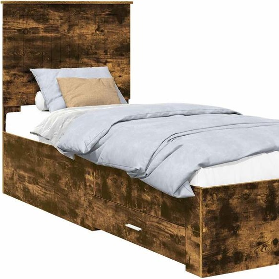 Cadre de lit Chêne Fumé et Argent 70 x 190 cm Bois dingénierie