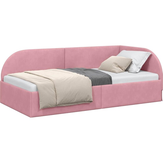 Cadre de lit dangle avec tête de lit rose 100 cm x 200 cm velours