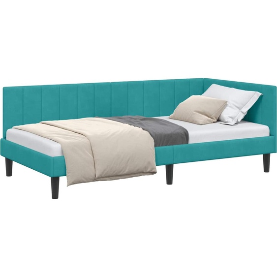Cadre de lit dangle Turquoise 100 cm x 200 cm Velours
