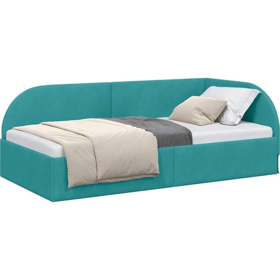 Cadre de lit dangle Turquoise 90 cm x 190 cm Velours