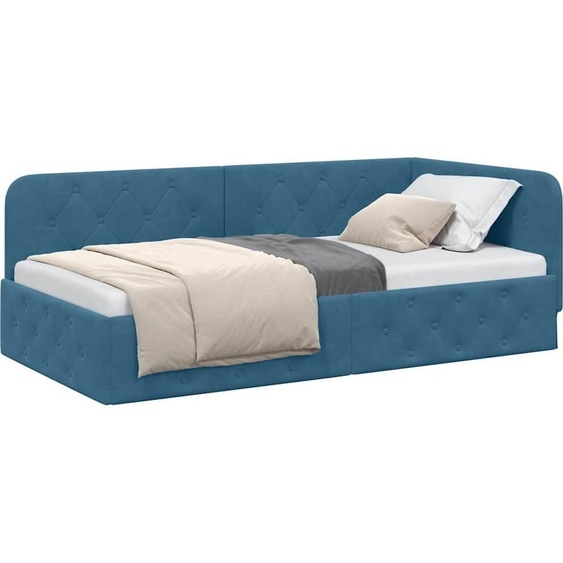 Cadre de lit dangle Bleu 100 x 200 cm Velours