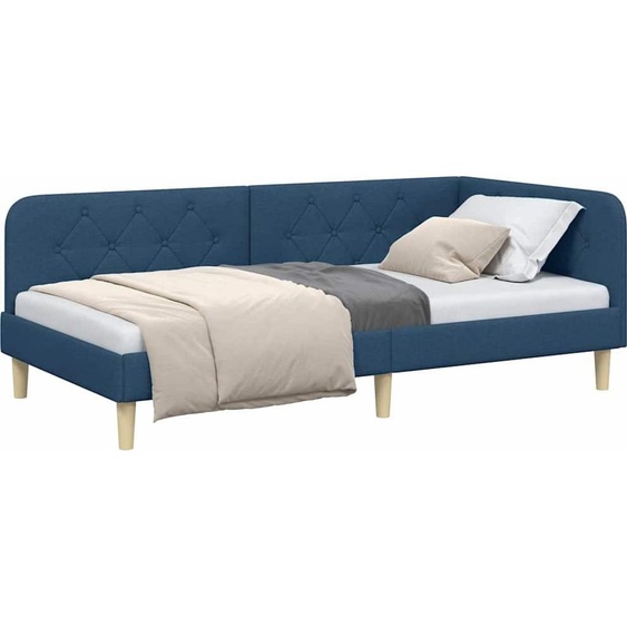Cadre de lit dangle Bleu 90 x 190 cm tissu