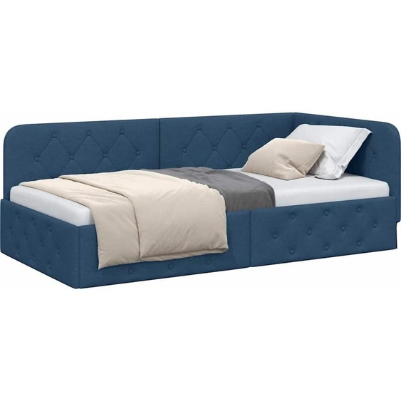 Cadre de lit dangle Bleu 90 x 190 cm tissu