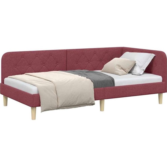 Cadre de lit dangle Bordeaux 90 x 200 cm tissu
