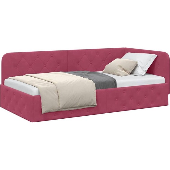 Cadre de lit dangle Bordeaux 90 x 200 cm Velours