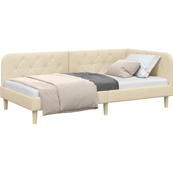 Cadre de lit dangle Crème 100 x 200 cm tissu