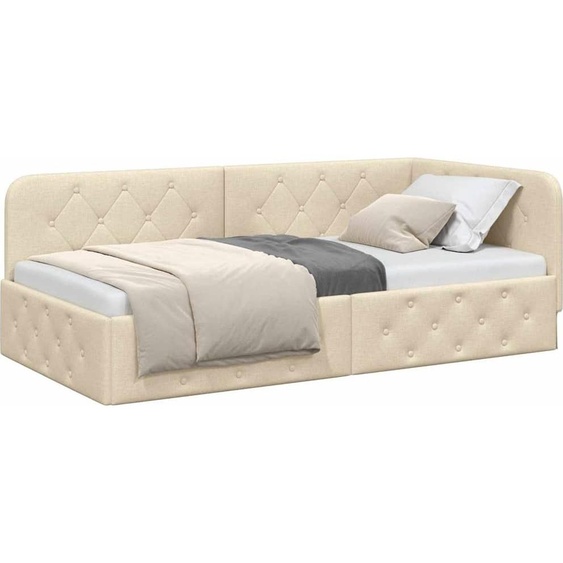 Cadre de lit dangle Crème 90 x 200 cm tissu