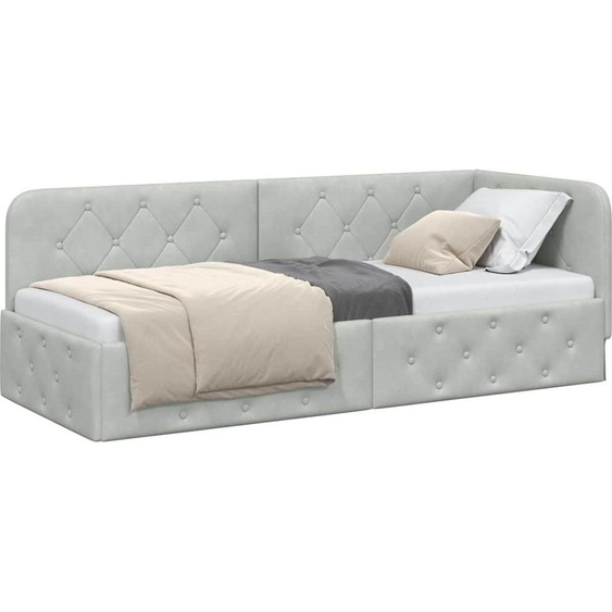 Cadre de lit dangle Gris clair 80 x 200 cm Velours