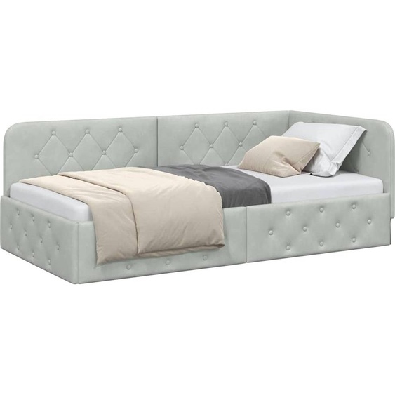 Cadre de lit dangle Gris clair 90 x 200 cm Velours