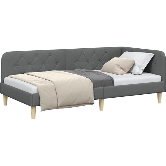 Cadre de lit dangle Gris foncé 100 x 200 cm tissu