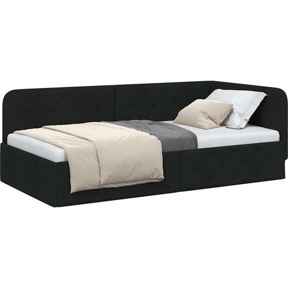 Cadre de lit dangle Noir 90 x 190 cm tissu