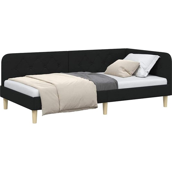 Cadre de lit dangle Noir 90 x 200 cm tissu