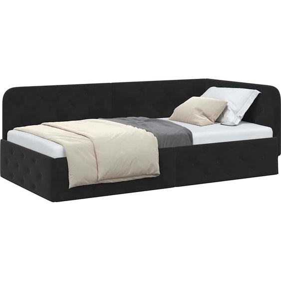 Cadre de lit dangle Noir 90 x 200 cm Velours