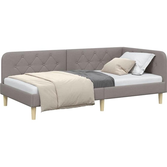 Cadre de lit dangle Taupe 90 x 190 cm tissu
