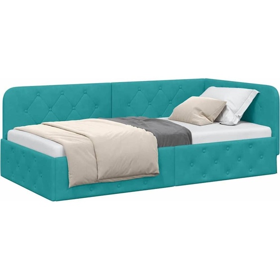 Cadre de lit dangle Turquoise 100 x 200 cm Velours