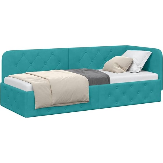 Cadre de lit dangle Turquoise 80 x 200 cm Velours