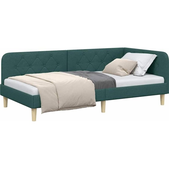 Cadre de lit dangle Vert foncé 90 x 190 cm tissu