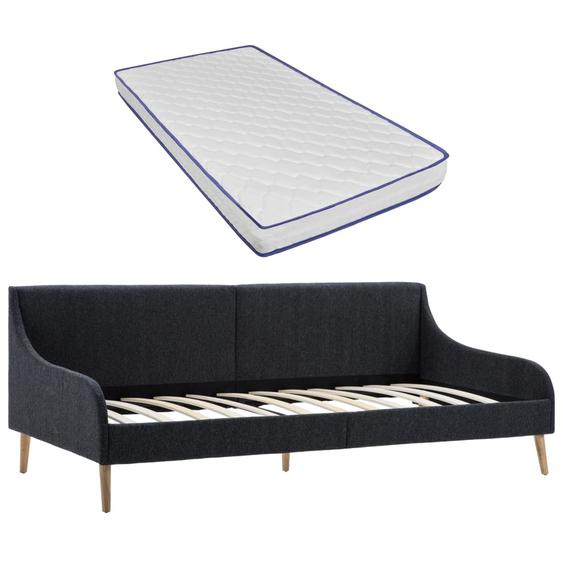 Cadre de lit de jour avec matelas en mousse Gris foncé Tissu