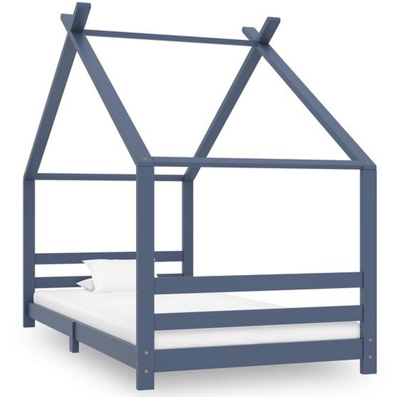 Cadre de lit denfant Gris Bois de pin massif 90x200 cm