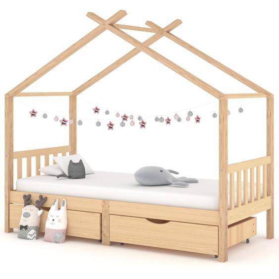 Cadre de lit enfant avec tiroirs bois de pin massif 90x200 cm