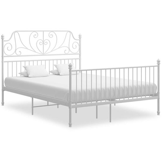 Cadre de lit et tête de lit sans matelas blanc 160x200 cm métal