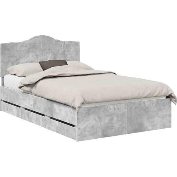 Cadre de lit Gris Béton 135 x 190 cm Bois Ingénierie