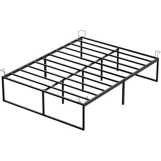 Cadre de lit metal avec fixation sommier et hauteur 36cm 140x190cm noir