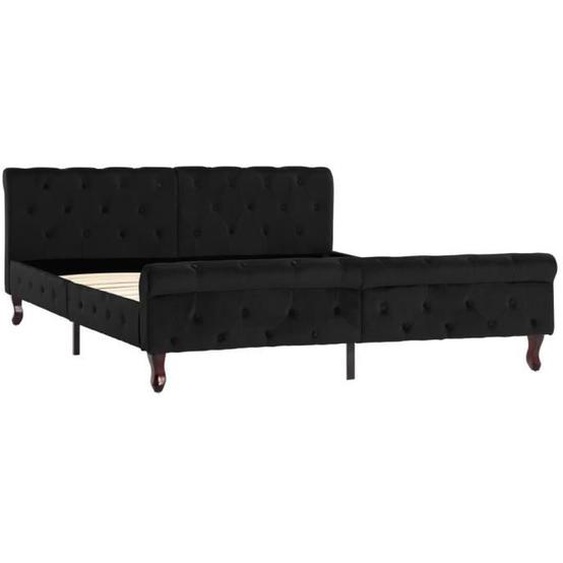 Cadre de lit - MOTHINESSTO - LY2124 - Velours Noir - 160 x 200 cm - 2 places - Classique