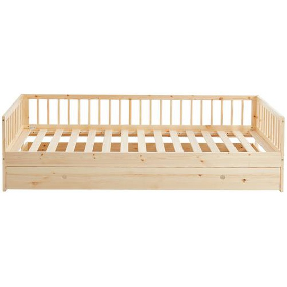 Cadre de lit pour enfant en bois massif avec tiroir 90x190cm bois clai