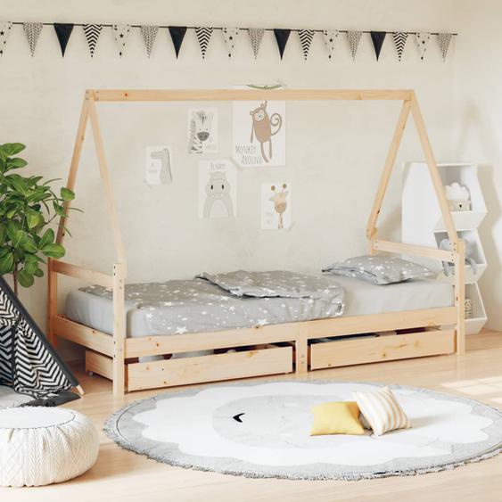 Cadre de lit pour enfants gris 80x200 cm bois de pin massif