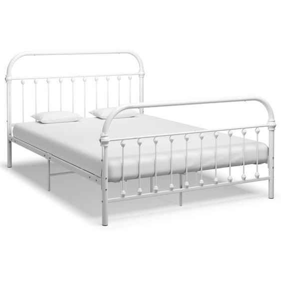 Cadre de lit sans matelas blanc métal 140x200 cm
