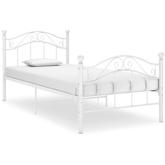 Cadre de lit sans matelas blanc métal 90x200 cm