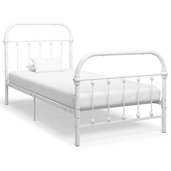 Cadre de lit sans matelas blanc métal 90x200 cm