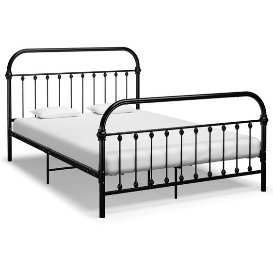 Cadre de lit sans matelas et tête de lit noir 140x200 cm métal