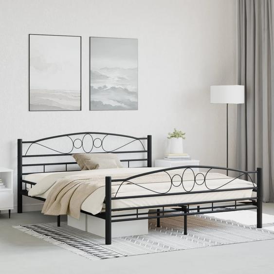Cadre de lit sans matelas et tête de lit noir 160x200 cm acier