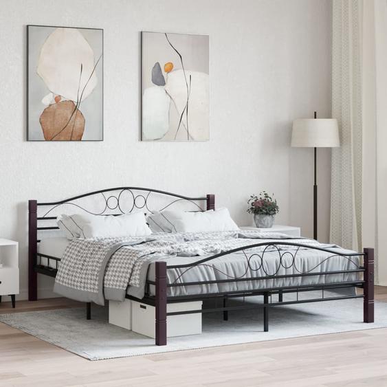 Cadre de lit sans matelas et tête de lit noir 160x200 cm métal