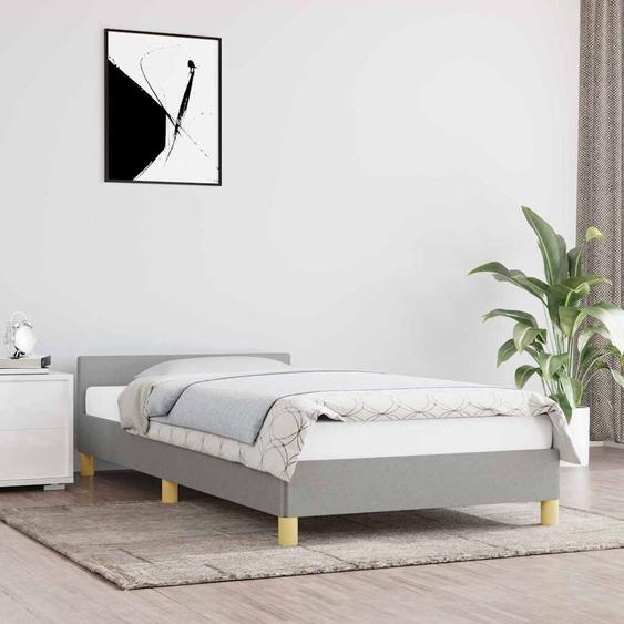 Cadre de lit sans matelas gris clair 90x190 cm tissu