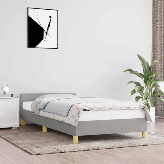 Cadre de lit sans matelas gris clair 90x200 cm tissu