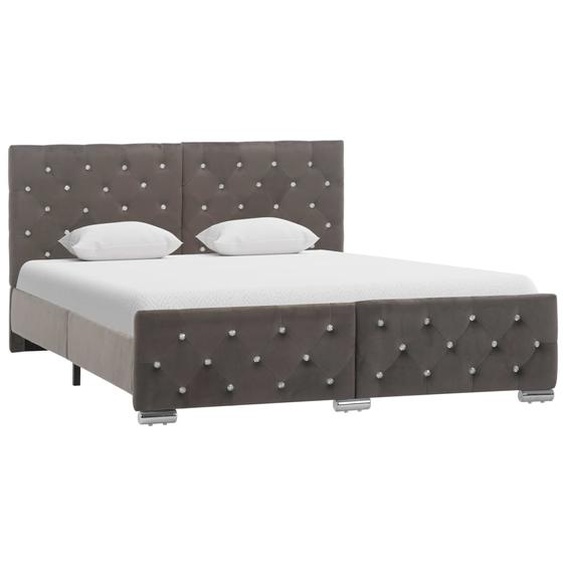 Cadre de lit sans matelas gris velours 140x200 cm